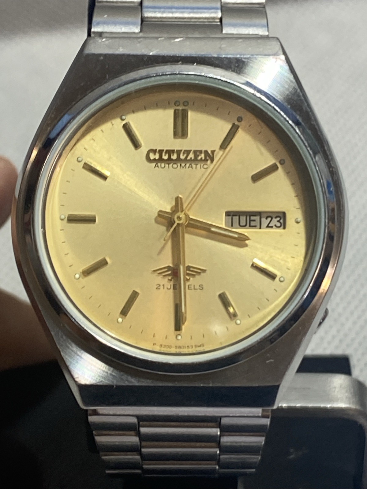 Vintage Citizen Eagle 7 4-038843 SMT Automatic 21 Jewels Day Date Mens Watch