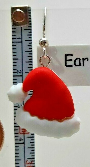 Santas Hat Earrings Nickel Free Silver Hooks. Ear Decorations By Robyn