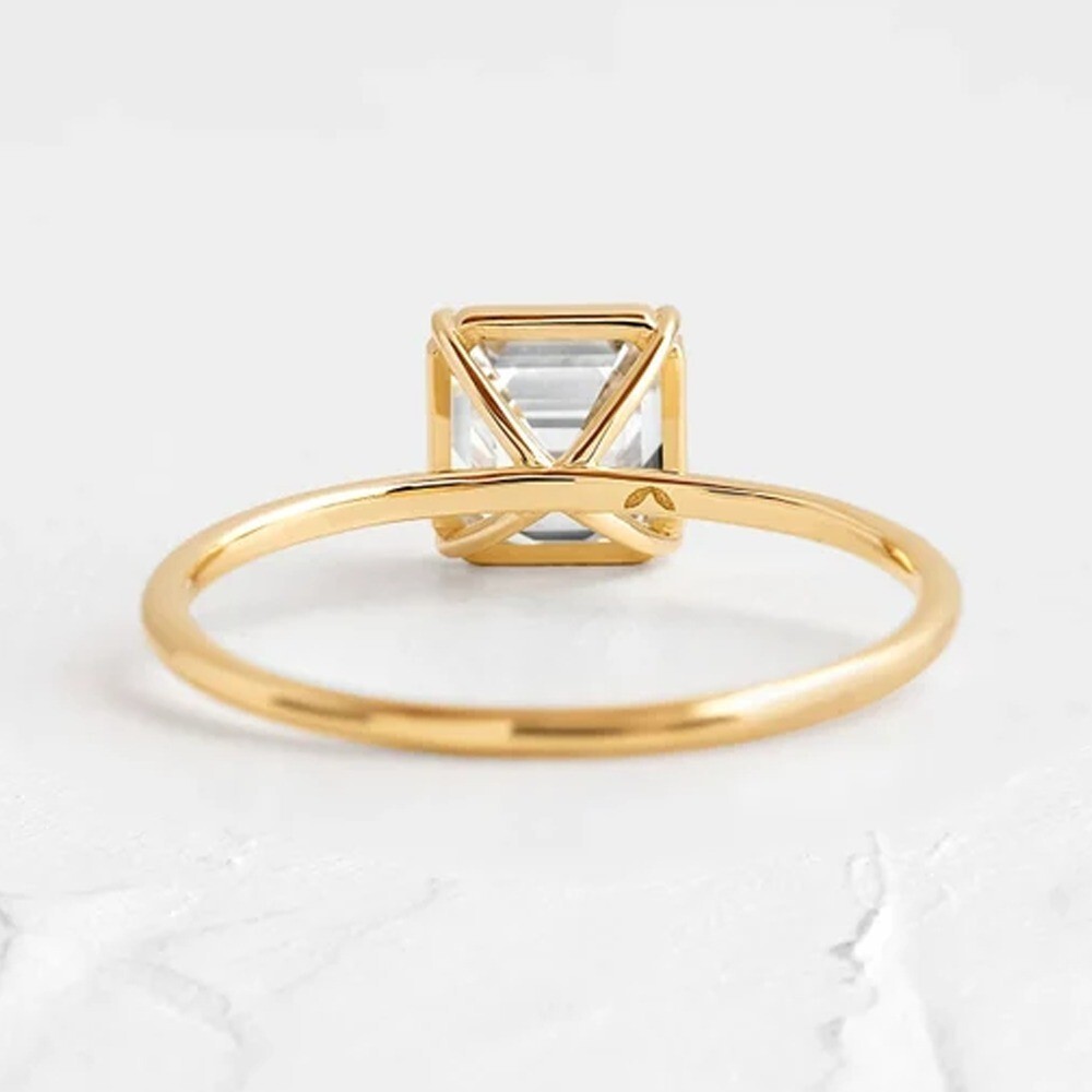 2.96Ct Asscher Cut Moissanite Solitaire Engagement Ring In 14k White Gold Plated
