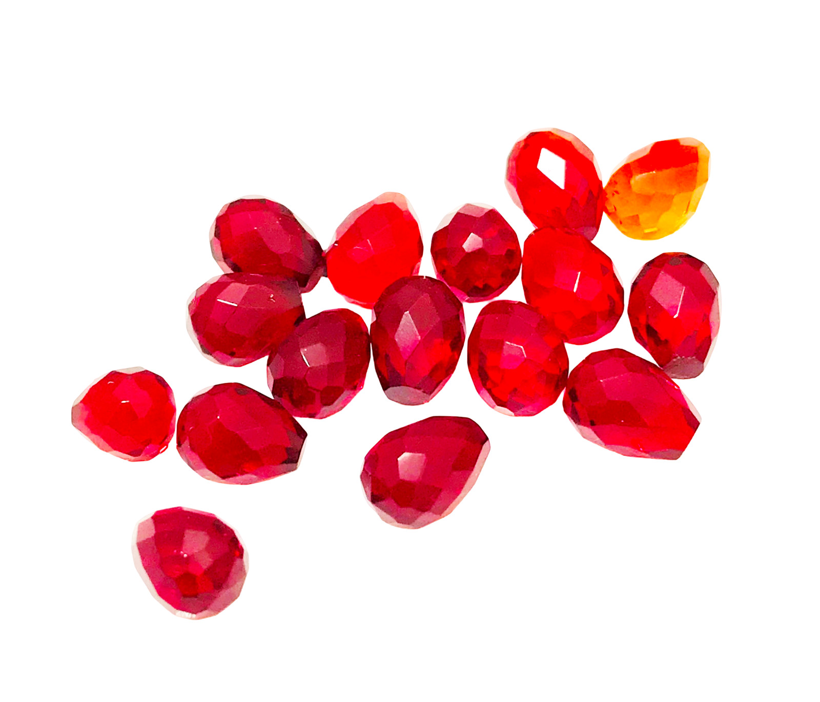 20 Pieces Faceted Garnet Hydro Quartz Top Half Drilled Gemstone -6x8mm-10x20mm