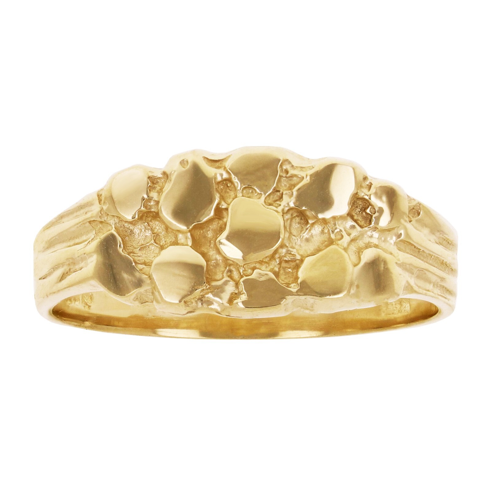 14k Yellow Gold Solid Nugget Ring 7.3mm Available in Sizes 5.5-7.5