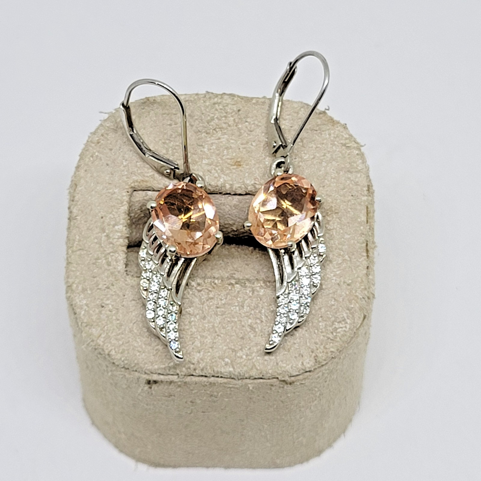 ShopLC Sterling Silver Peach Angel Wings Drop Dangle Earrings ~ 1.5″