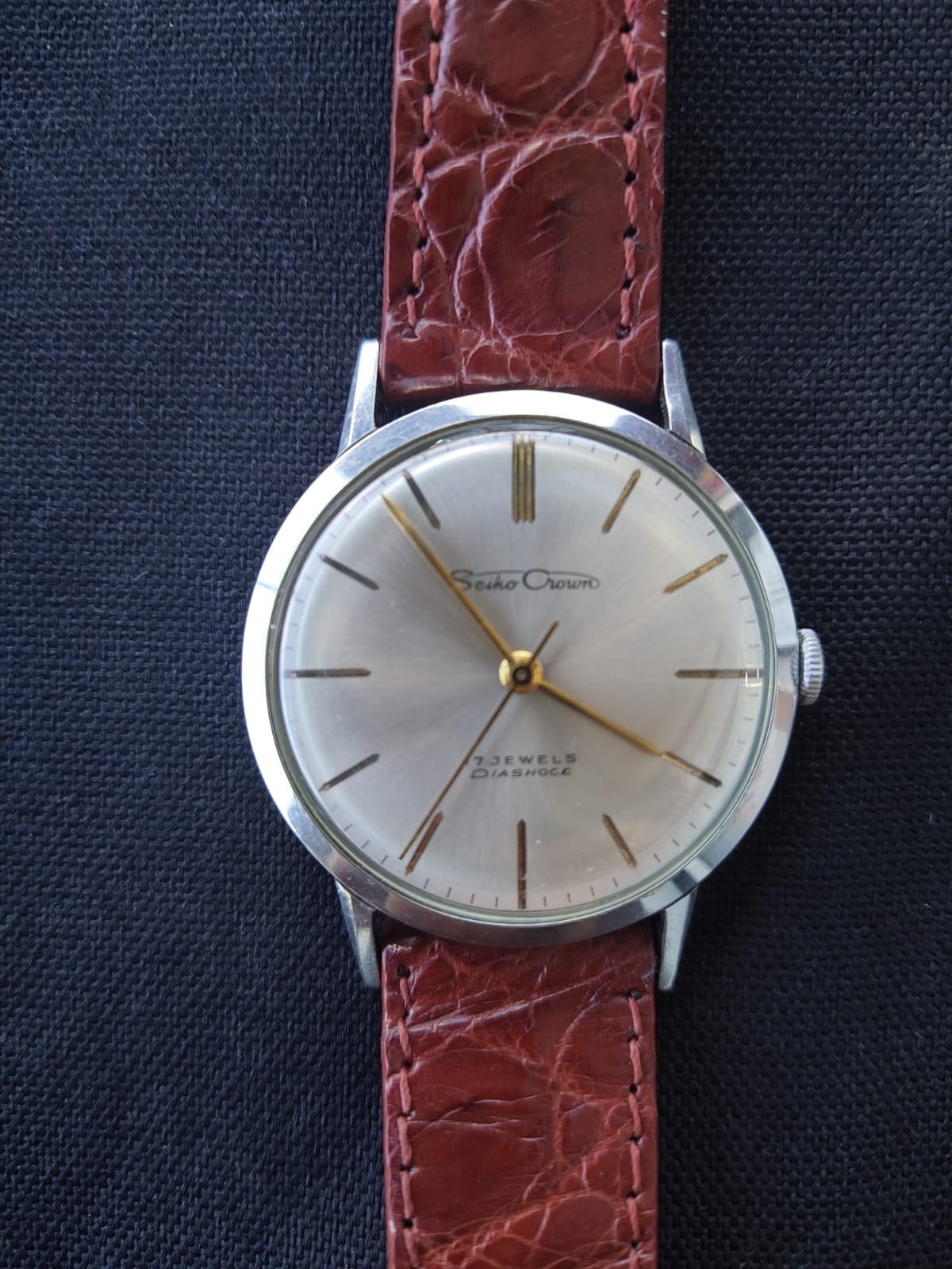 [Near MINT] Vintage SEIKO Crown J15003E Diashock Manual Winding Mens Watch JAPAN