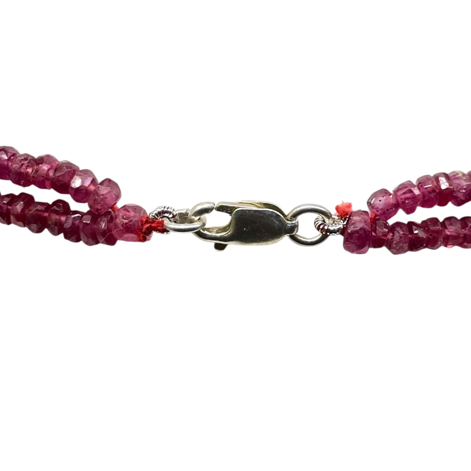 2 Strand Natural Mozambique Ruby Necklace 2.6-4.7mm Faceted Beads 925 Clasp