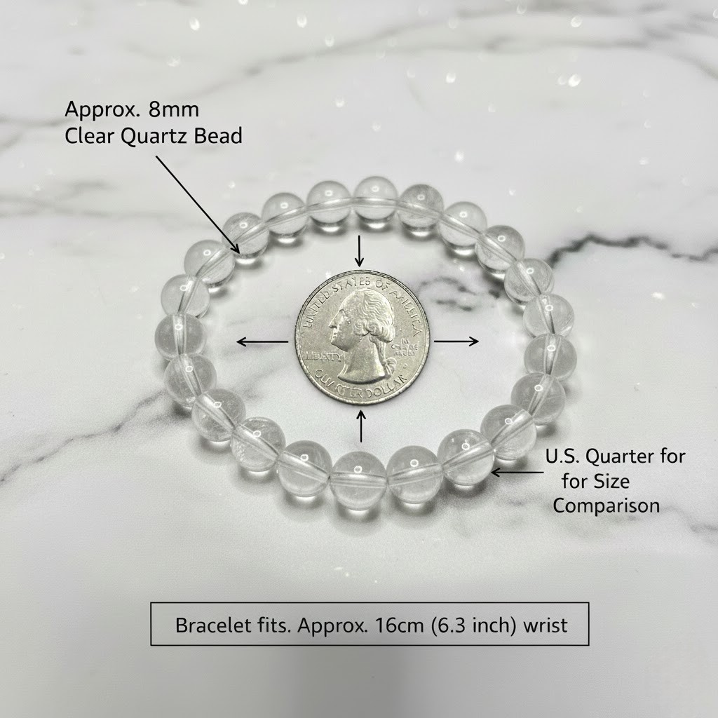 Natural White Quartz Crystal Bracelet 8mm 16cm birthday party gift
