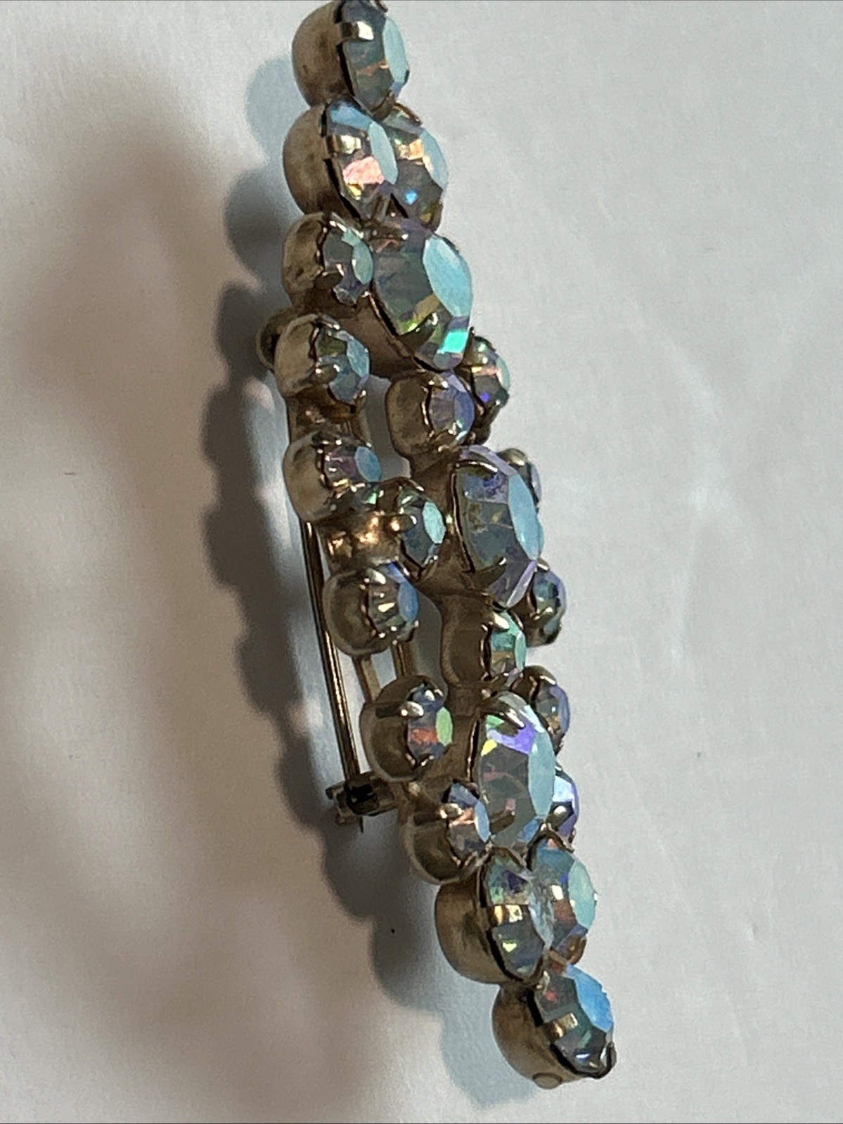 Coro Craft Rhinestone Brooch White Colorless Crystals Lapel Pin Vintage