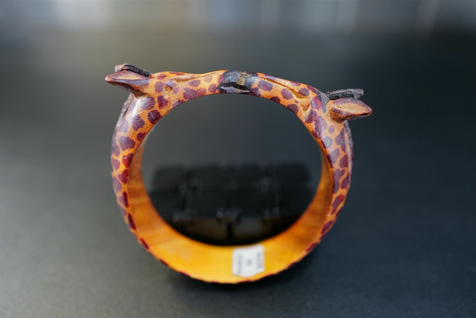 Kenya Carved Giraffe Bangle Bracelet Safari Animal Statement 2.75” Dia African