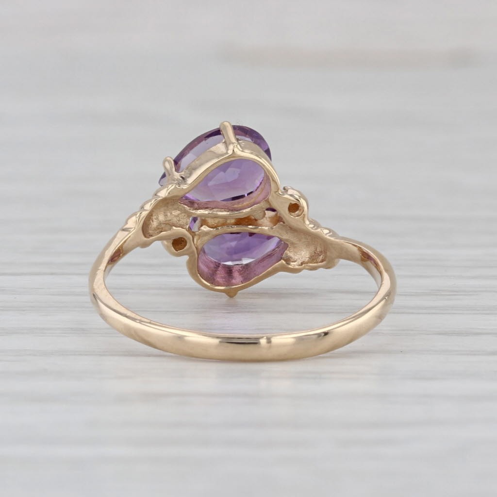 1.20ctw Pear Amethyst Diamond Bypass Ring 10k Yellow Gold Size 6.25