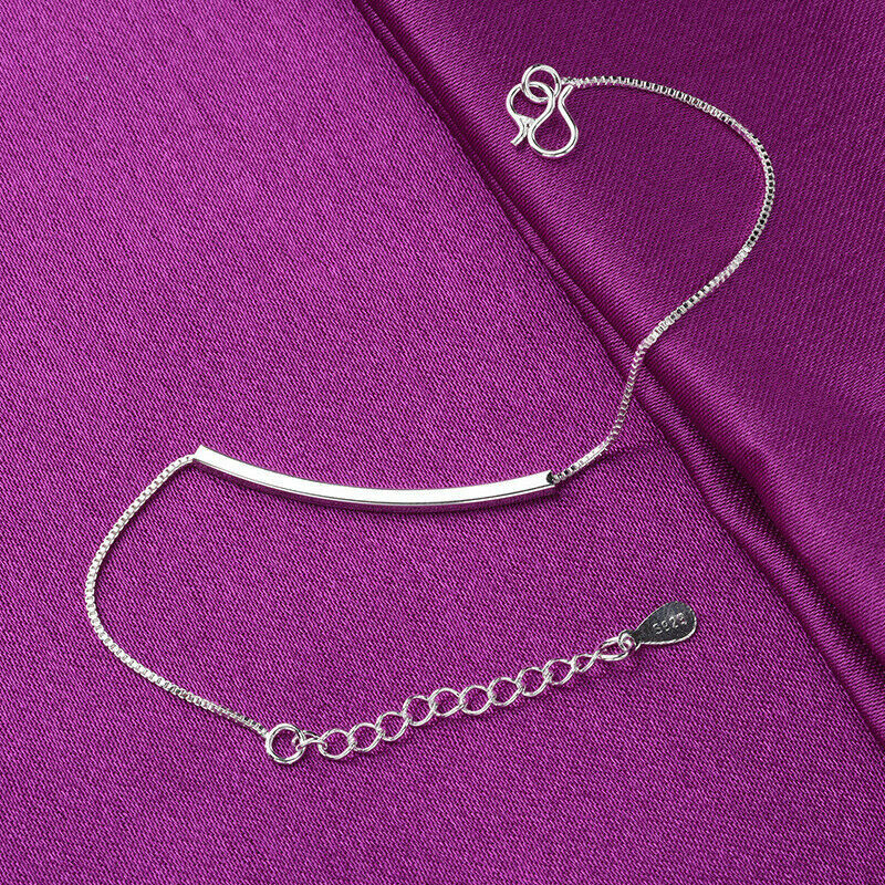 Women’s 925 Sterling Silver Horizon Bar Anklet Foot Chain Ankle Bracelet #AB65