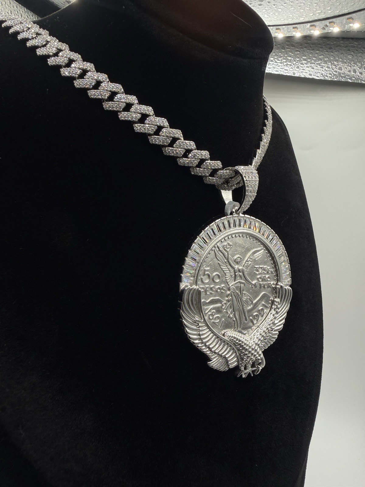 Solid Sterling Silver Moissnaite Chain 24” 8.8mm W 925 Centenario W Moissnaite