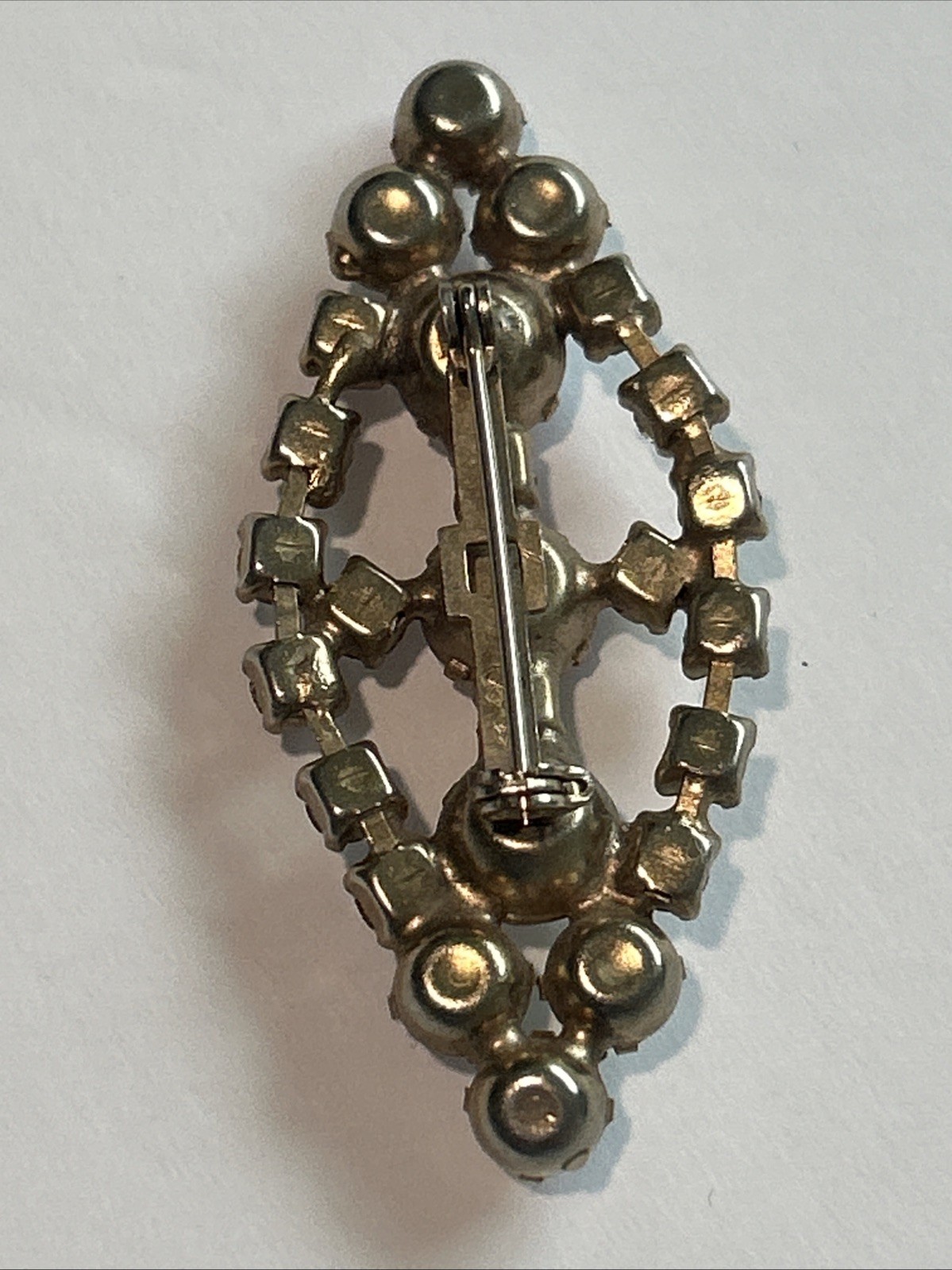 Coro Craft Rhinestone Brooch White Colorless Crystals Lapel Pin Vintage