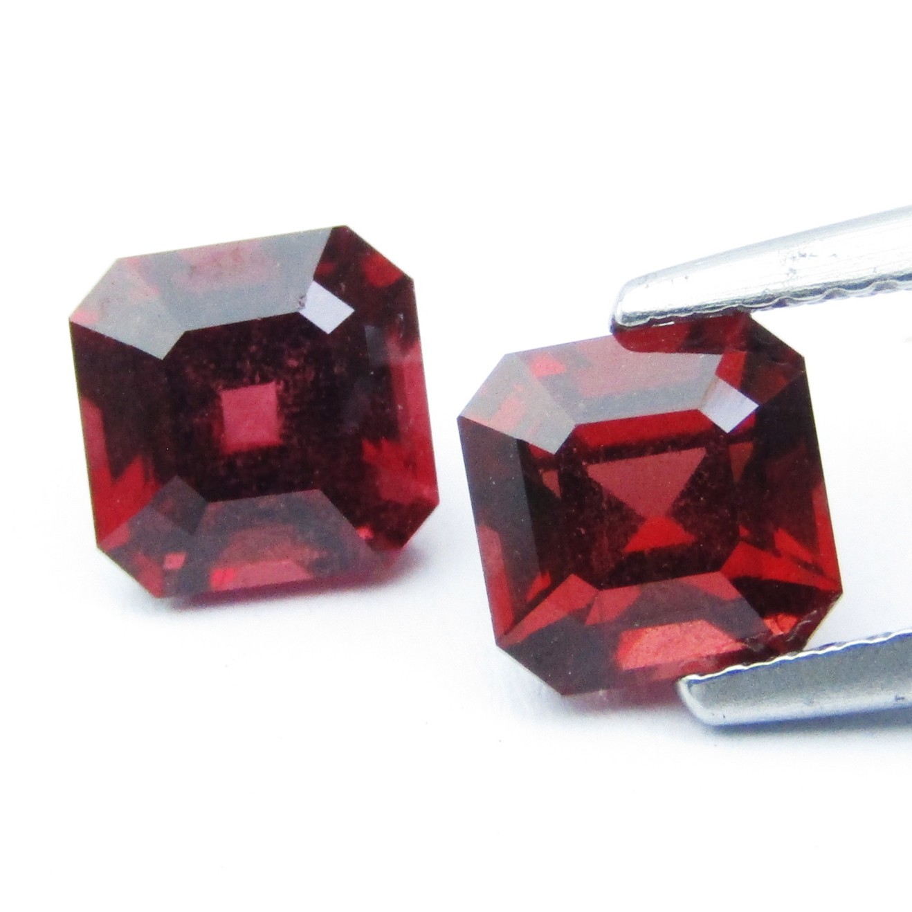 2.94Cts Excellent Natural Almandine Garnet 6mm Asscher Shape Matching Pair Gems