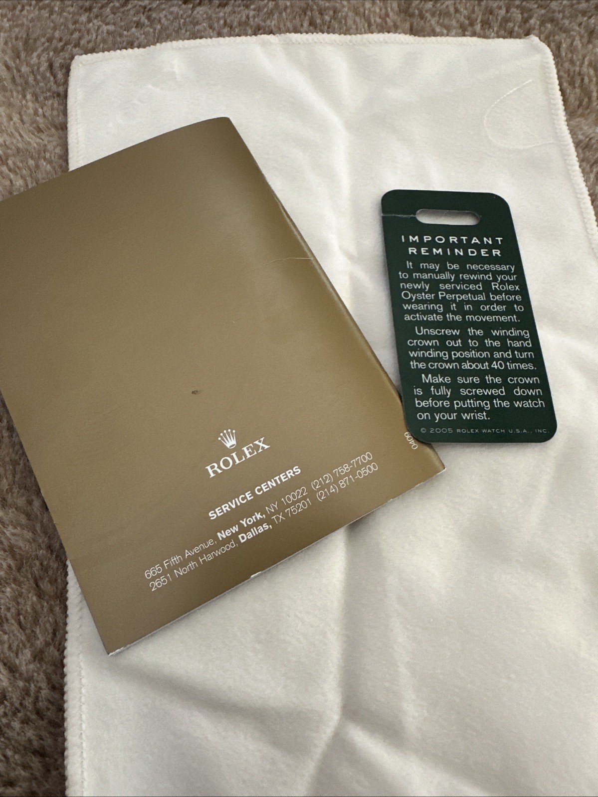 Rolex Datejust Factory Instruction Manual / User Booklet/Rolex Cloth