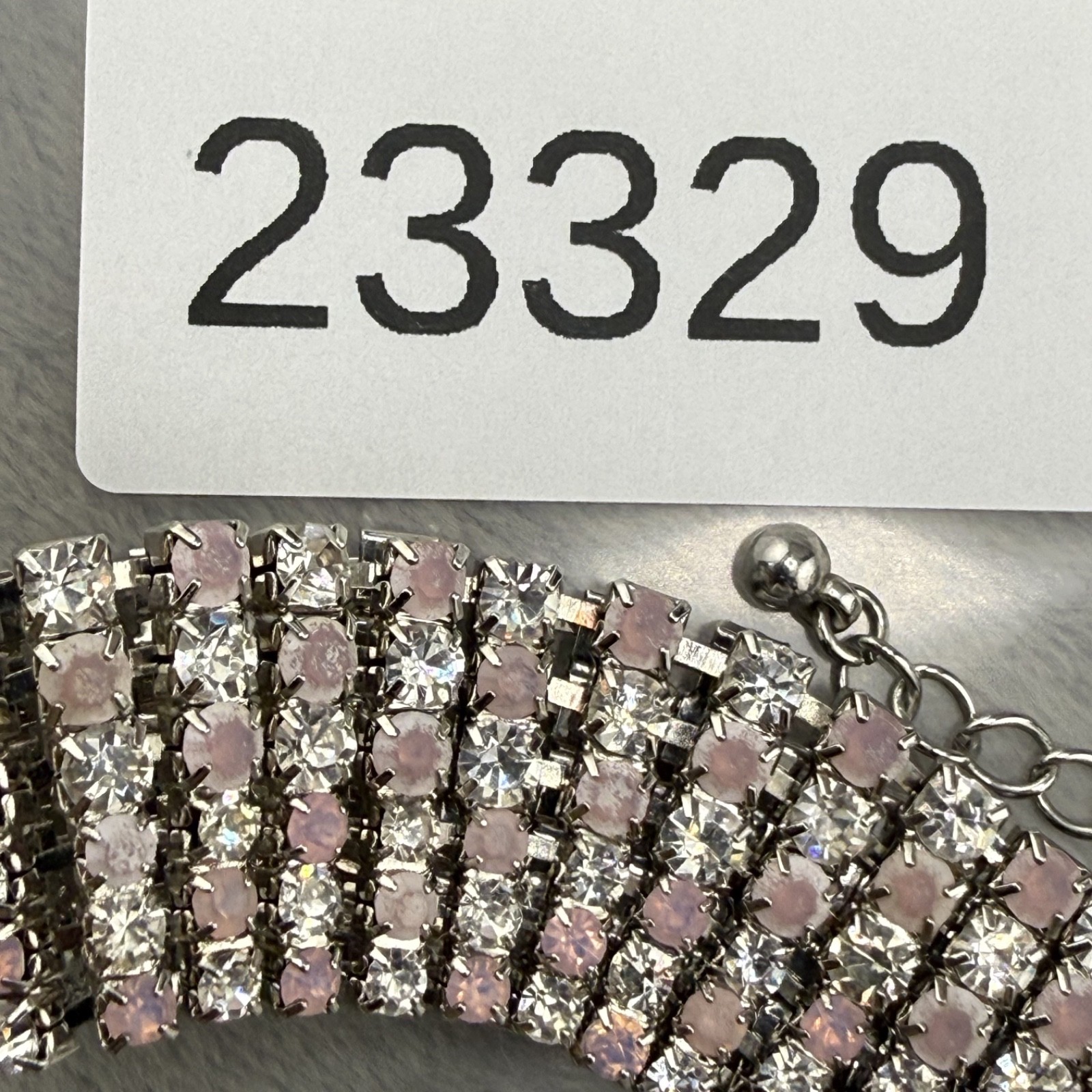 Rhinestone Necklace Pink White/Clear Sparkle Wedding Prom Formal Homecoming 16”