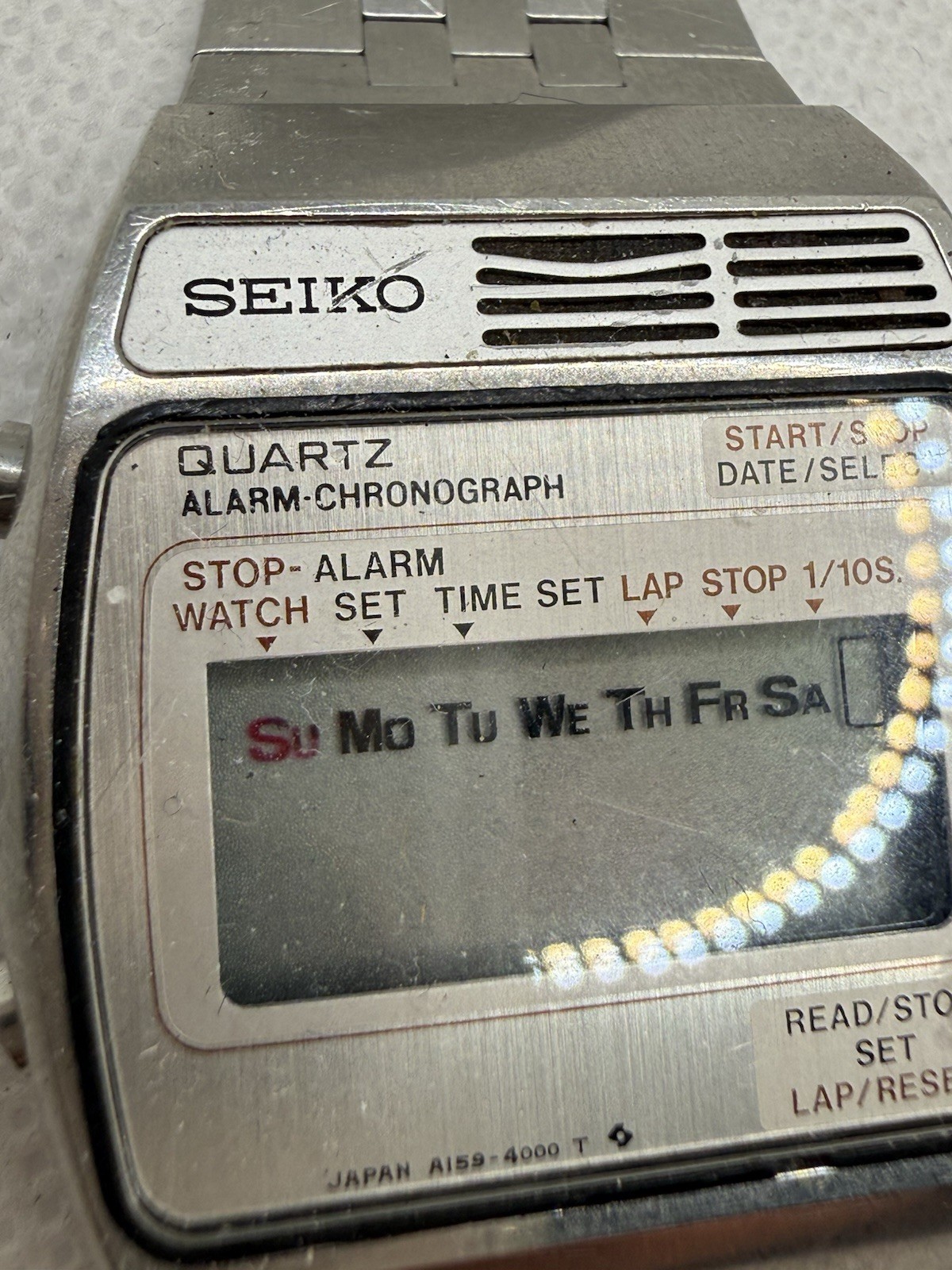 Seiko A159-4000 T Digital Watch Vintage Stainless Steel Untested Needs Battery