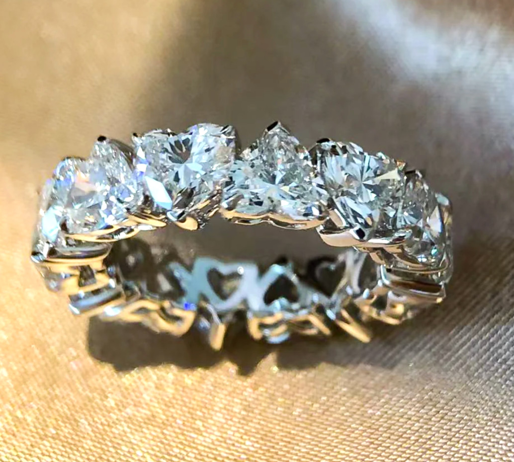 925 Silver, White Diamond Eternity Ring, 4mm Certified Treated-Beautiful Look
