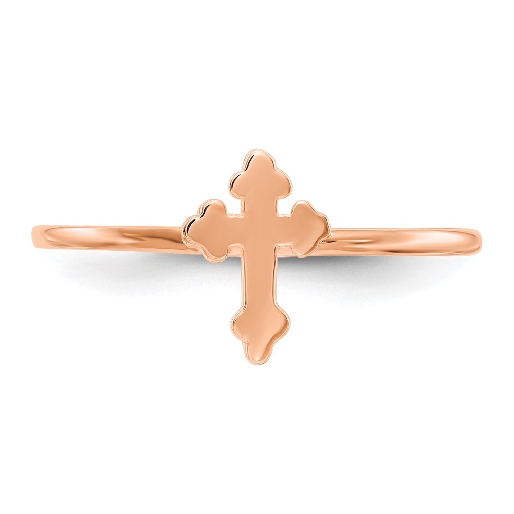14k Rose Gold Polished Fancy Cross Shape Ring Size 7