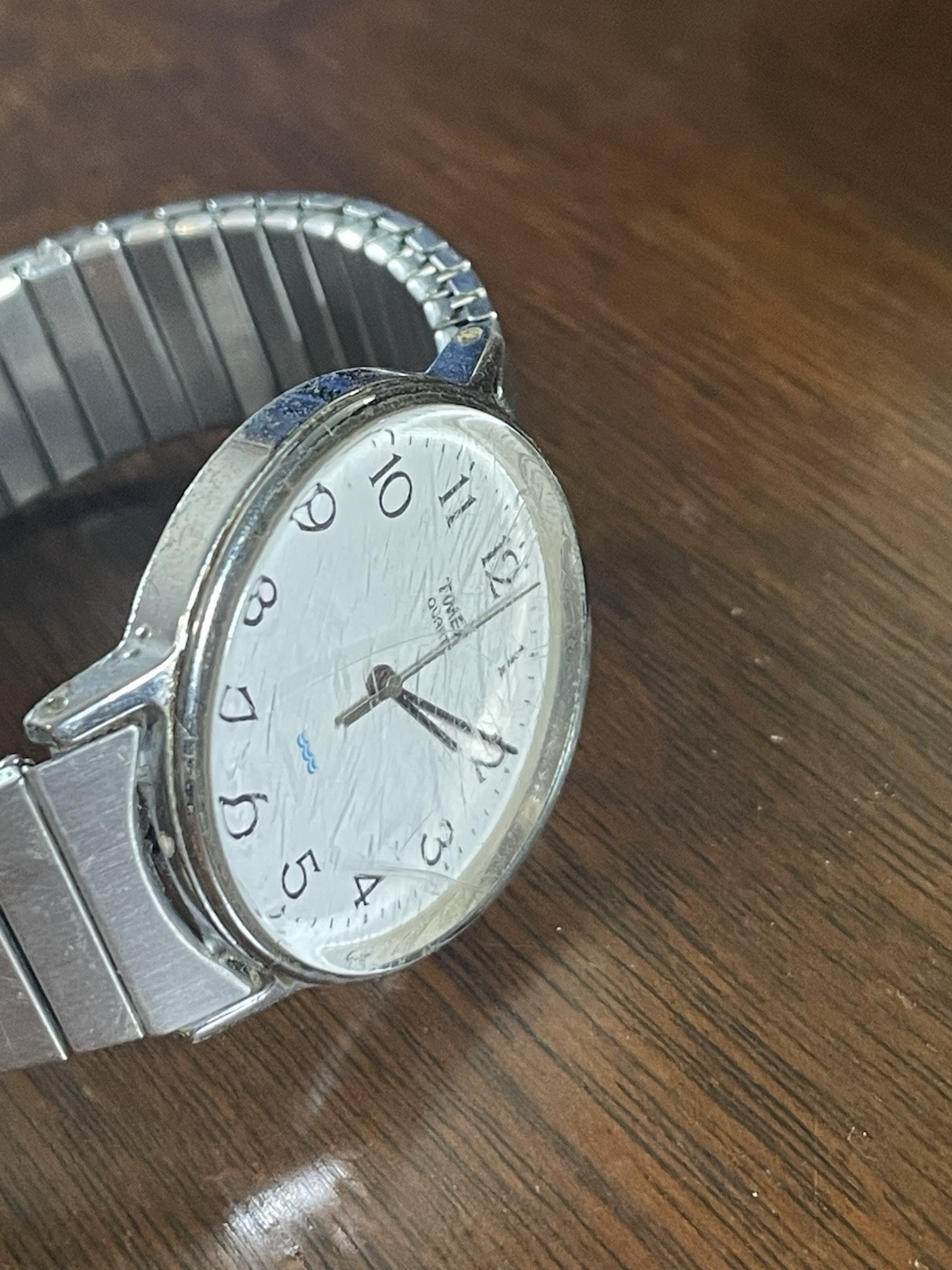 Timex LA Cell Quartz Analog Watch White Dial Arabic, Silver Expandable Band 35mm
