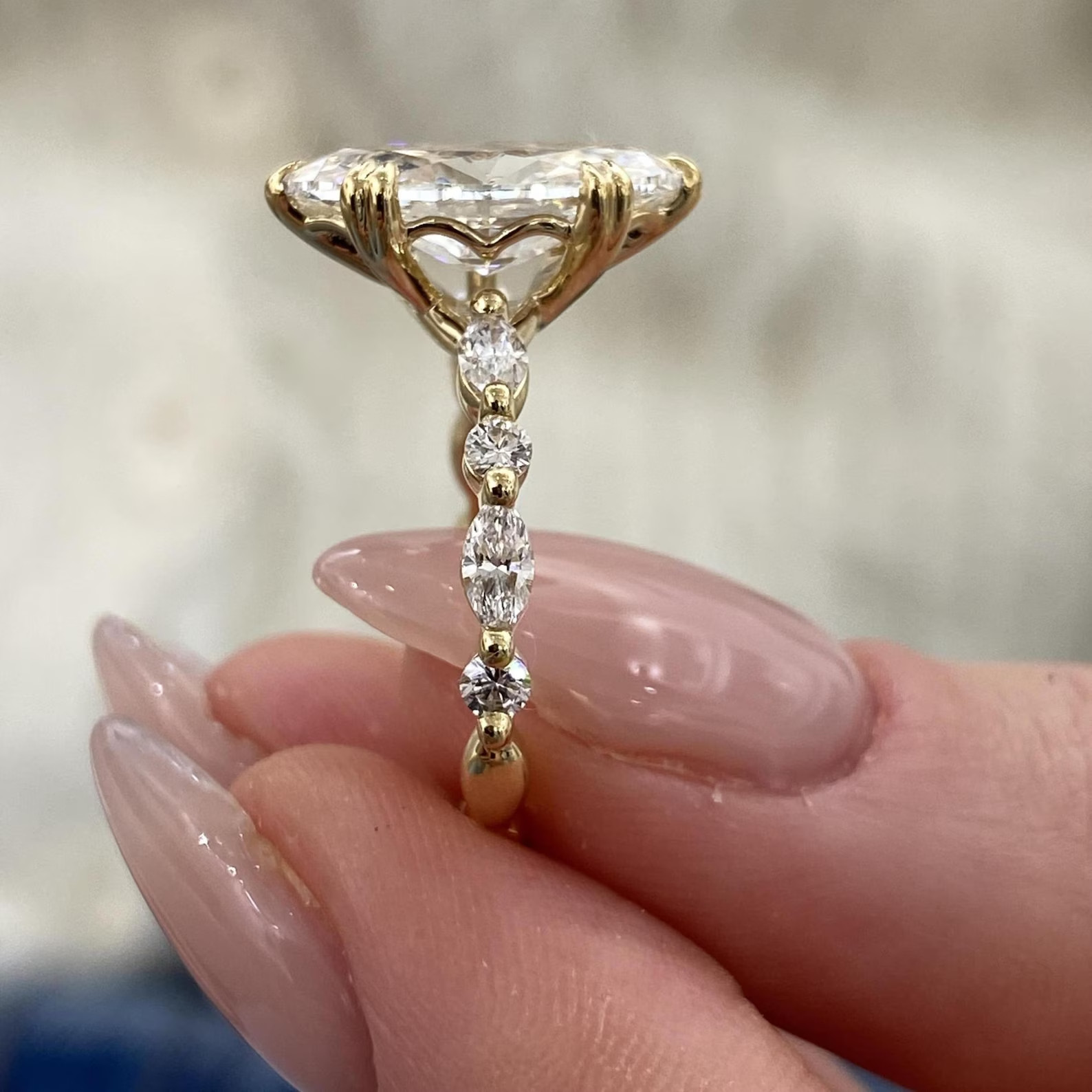 Marquise IGI Certified Lab Grown/CVD Diamond Jewelry Gift Ring 14k Yellow Gold