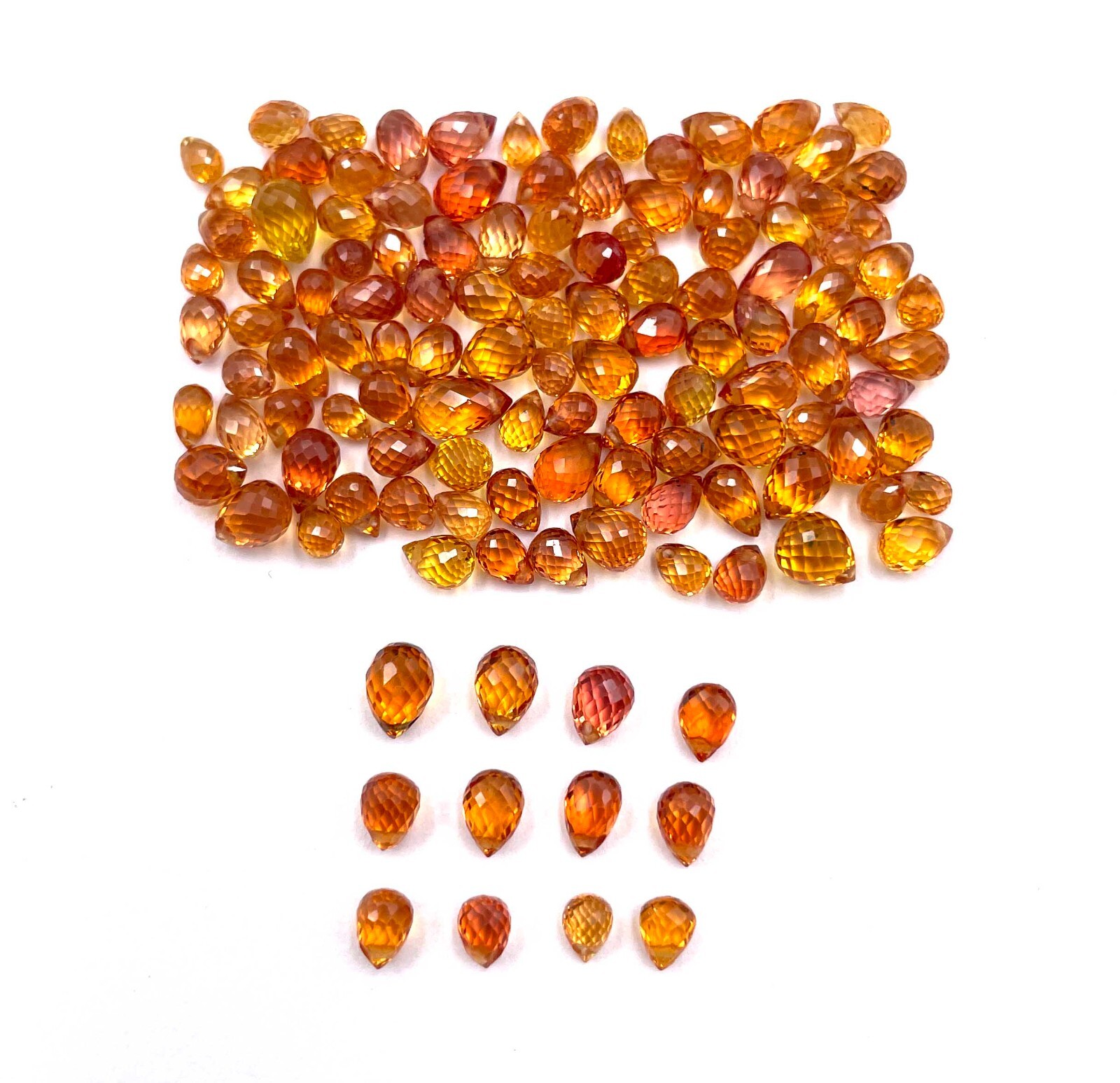 Natural Orange Sapphire Tear Drop Drilled Cut Gemstone 8 Pcs 2.50*3-4*6 MM 3 CT