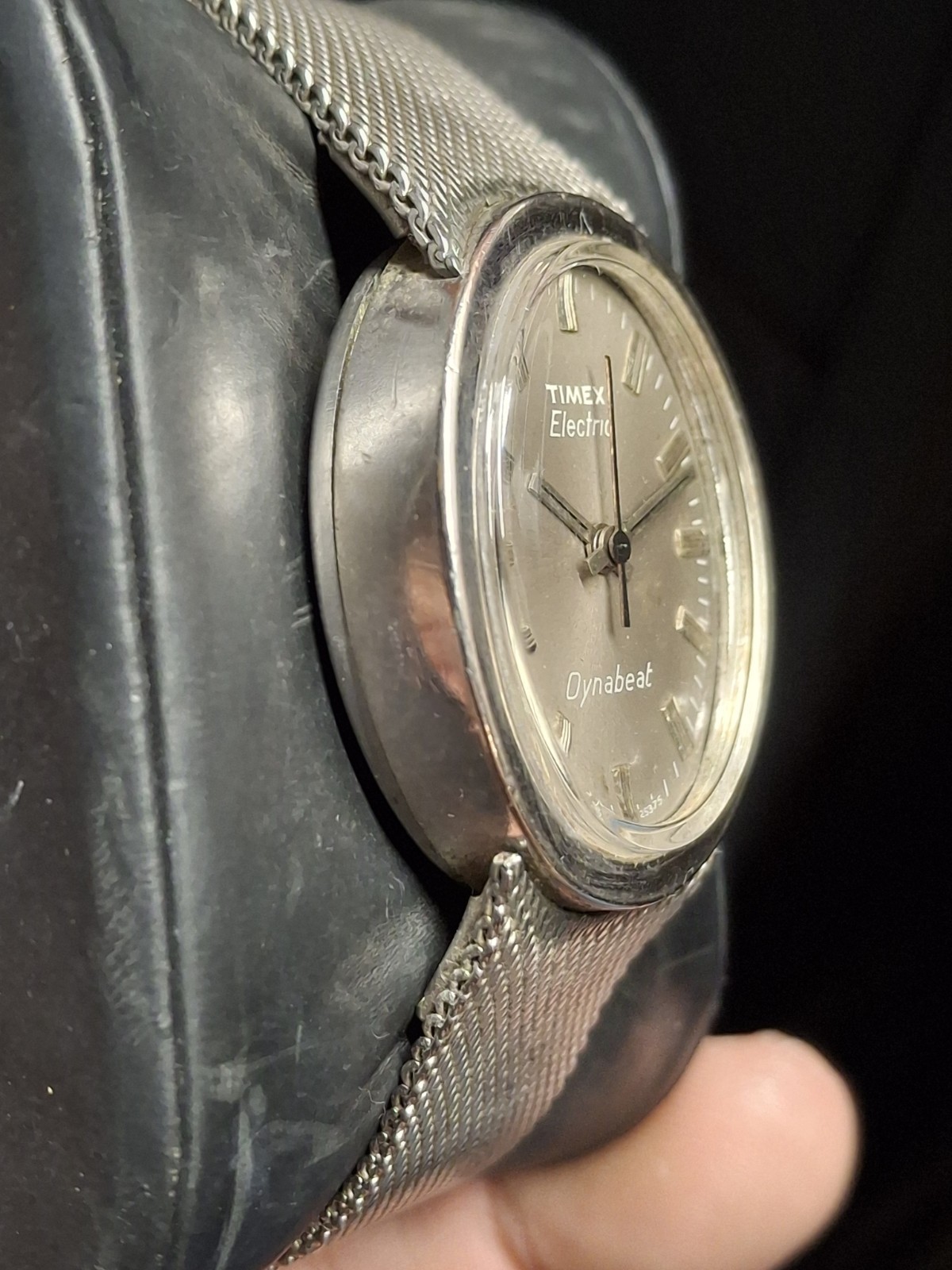Timex Electric Dynabeat Silver Tone Grey Dial Mens Vintage 1970s 1975 Watch…