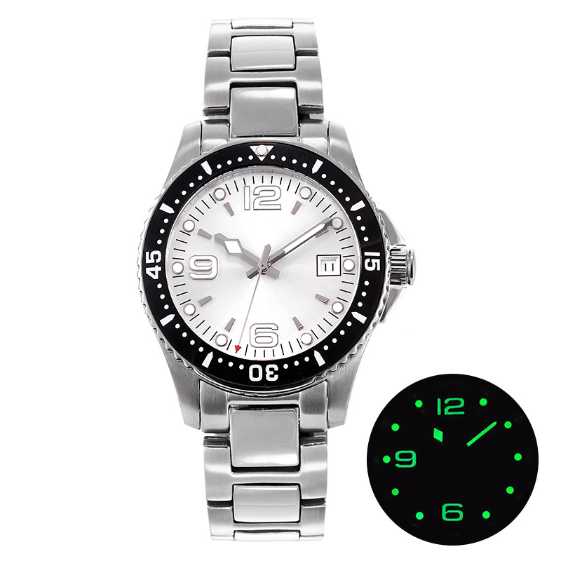 40mm Diver Watch with Miyota Automatic Classic Luxury, Lumed Silver Sterile Dial