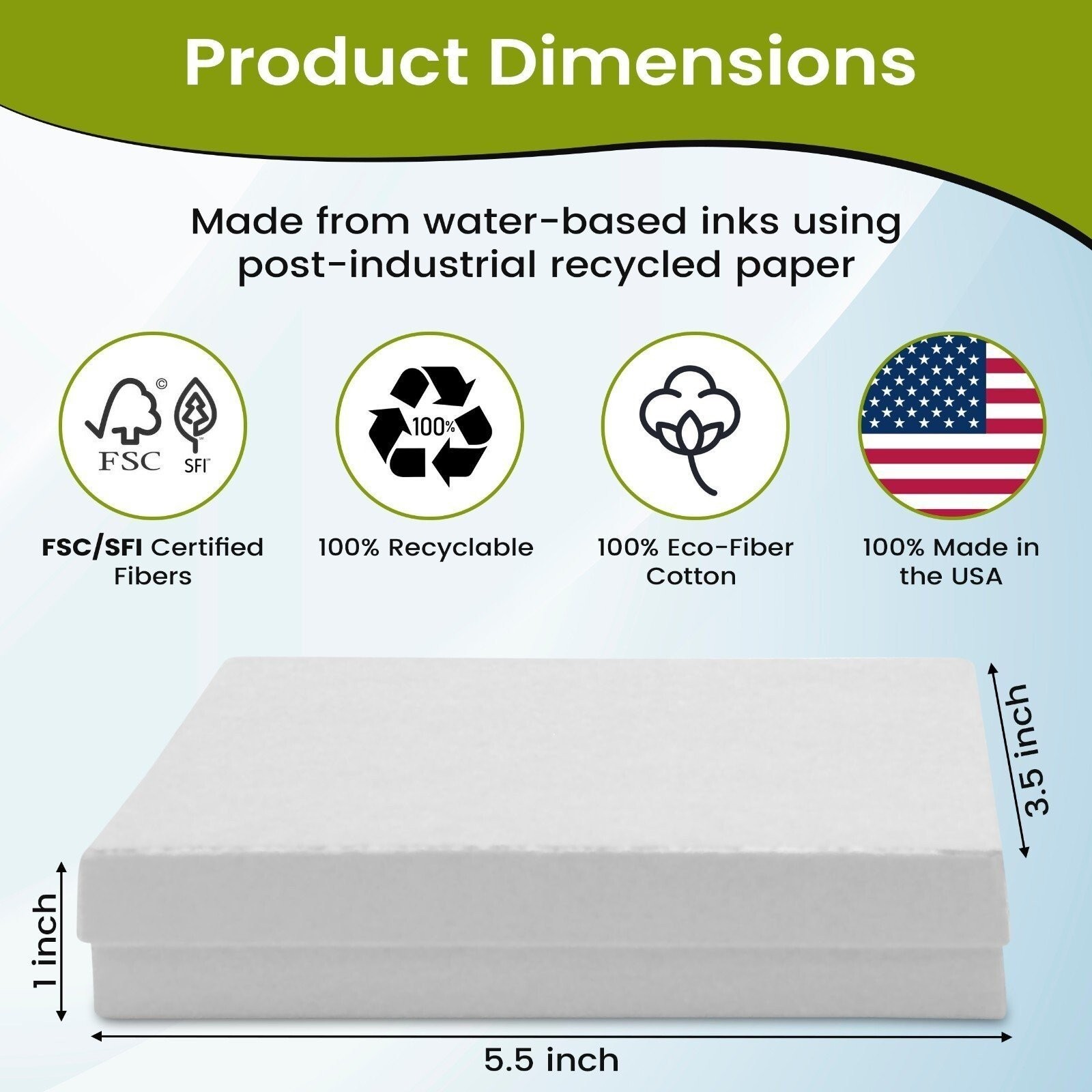 Jewelry Gift Box Removable Cotton Pad Made in USA 5.5″ x 3.5″ x 1″ – 10Pack