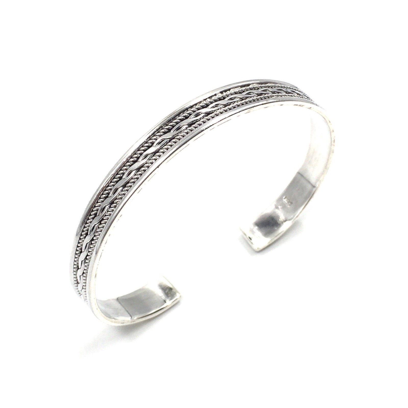 Modern Bangle Solid 925 Silver Bracelet Unisex Bangle 8mm Jewellery 18 Gr