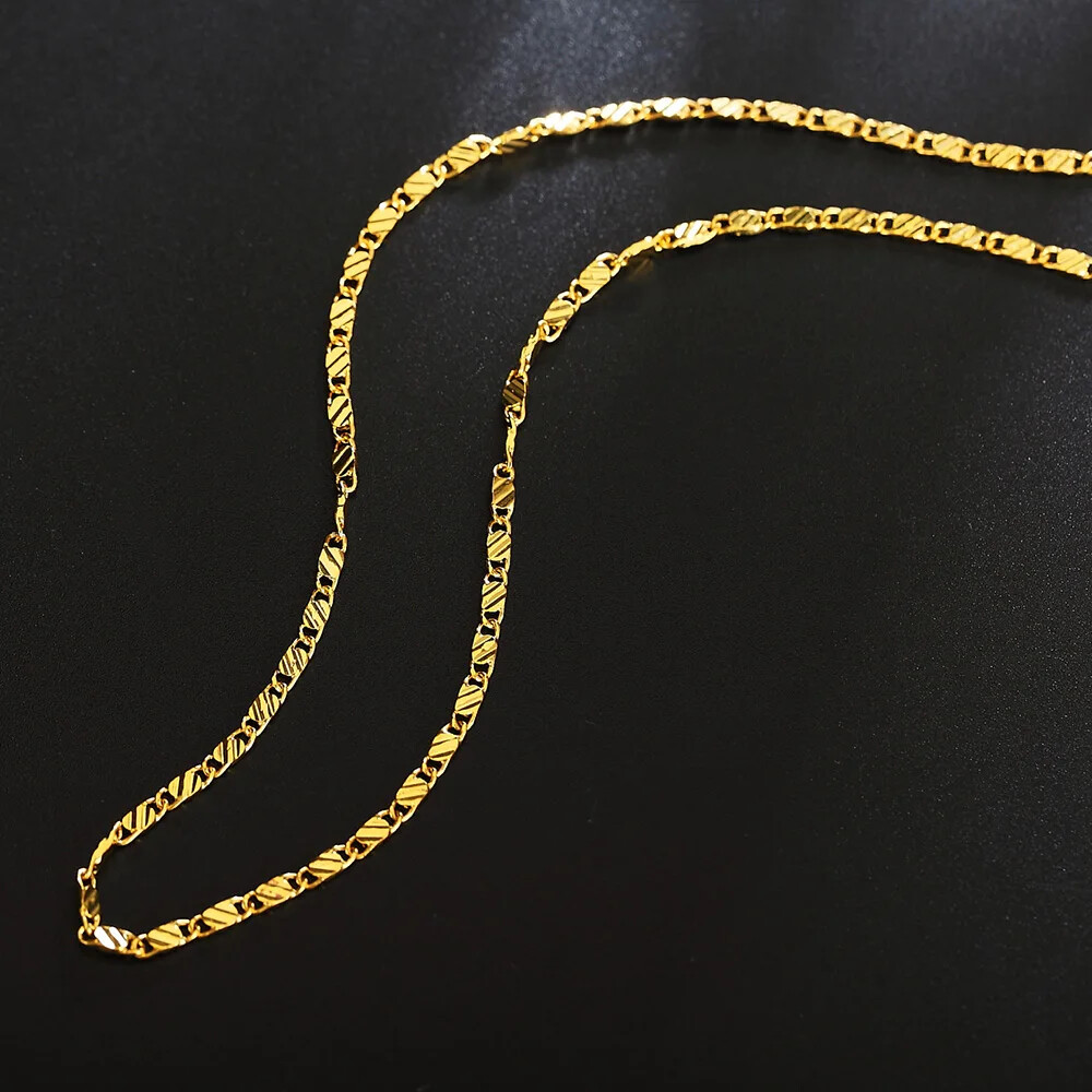 40-75cm 925 Sterling silver Plated 18K gold charm 2MM chain Necklaces Jewelry