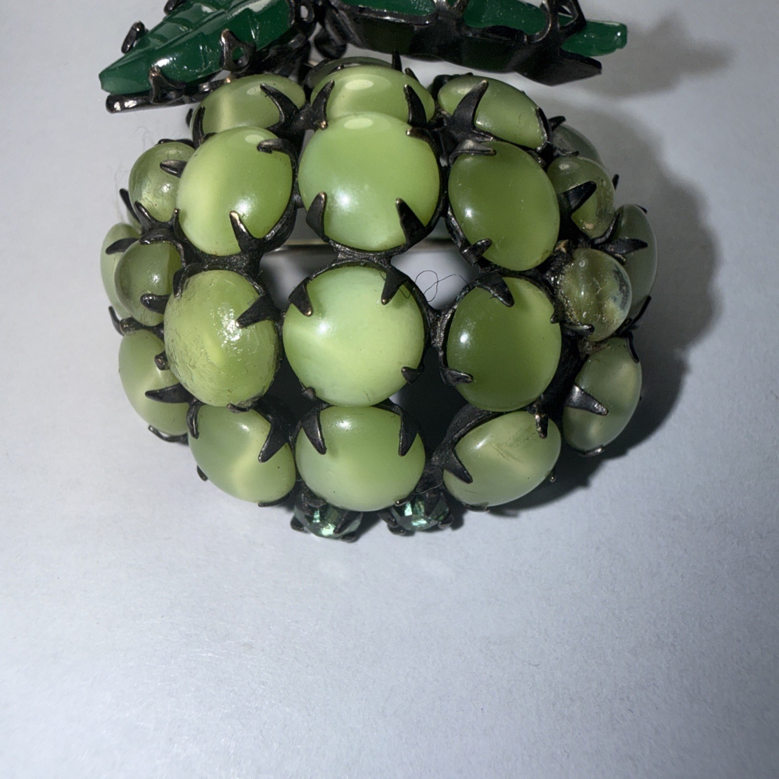 Brooch Pin Schreiner New York “Fantasy Lime” or “Green Strawberry” Unsigned Rare