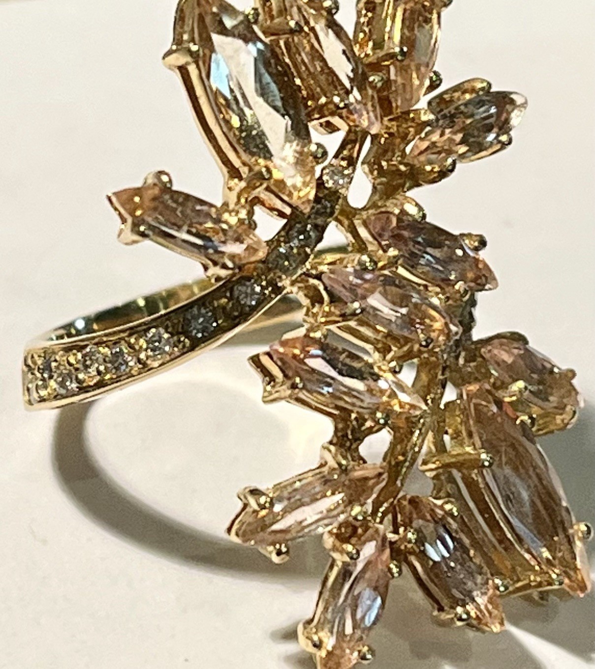 18k Gold Imperial Topaz & Diamond Ring 5.61gr Vintage Estate Sizable Statement!