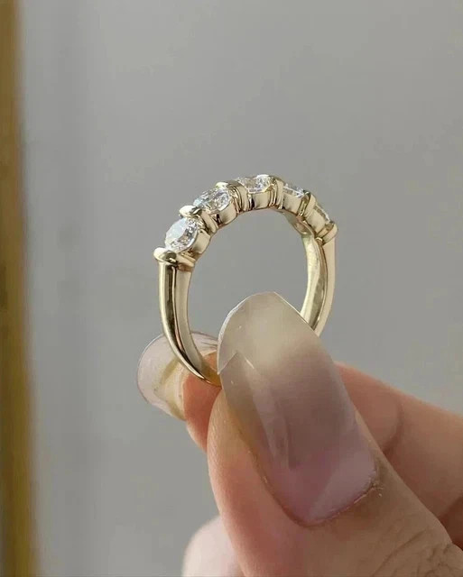 2.00CTW Round Cut Natural Diamond 14K Yellow Gold Eternity Band Engagement Ring