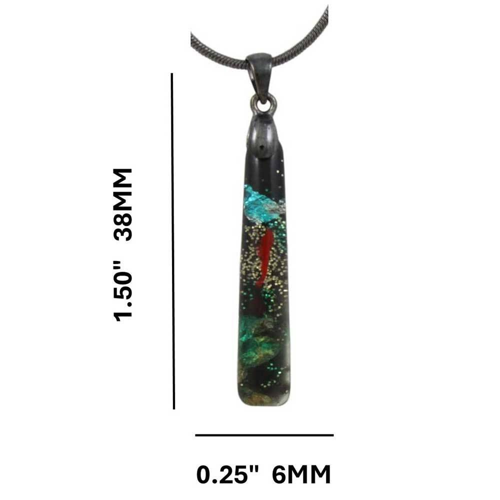 Black Glittering Multi Color Bar Pendant on Gray Chain – PT907