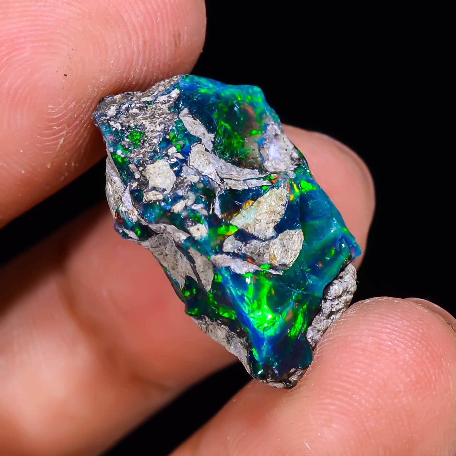 14.ct Natural Black Opal Rough Ethiopian, Fire Opal Gemstone, 22x13MM Welo Opal