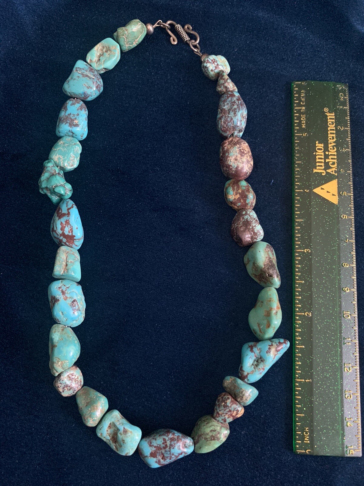 Vtg 16 In Turquoise Necklace Strung On Coated Wire