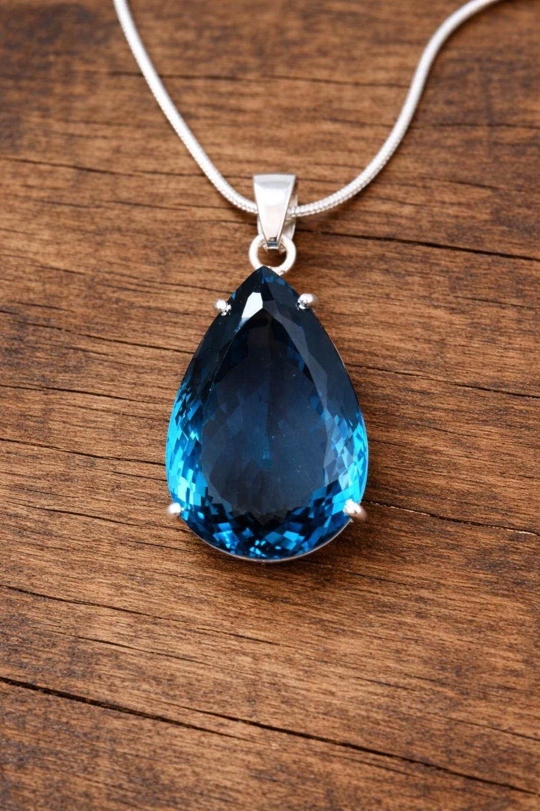 GIE Certified Natural 68 Ct London Blue Topaz Pear Cut Pendant Loose Gemstone