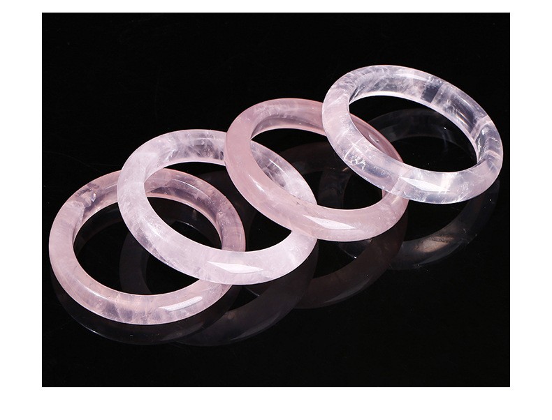 51-60mm Natural Pink Quartz Crystal Gemstone Healing Round Bangle Lucky Bracelet
