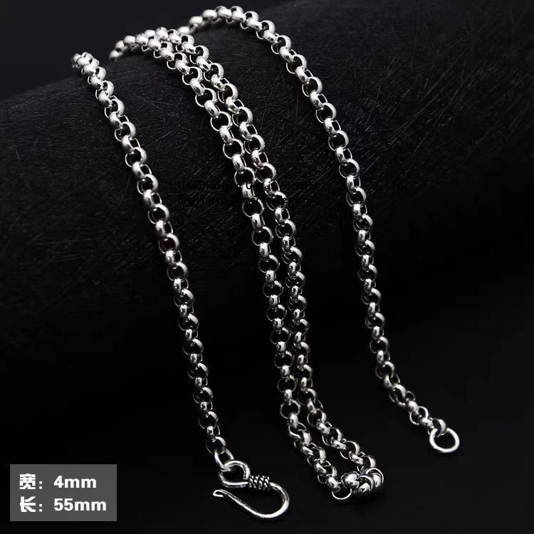 Pure 999 Fine Silver Necklace Men Women 3mm-8mm Cable Rolo Link Chain 18-30in
