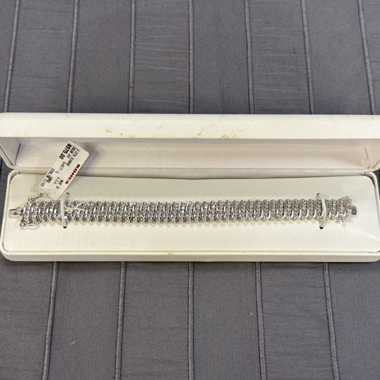 Kohls 2 CTTW Diamond & Sterling Silver Bracelet Color J/K Clarity I3 7″