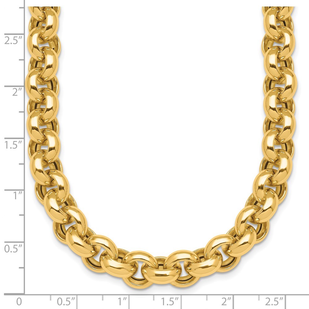 14k Yellow Gold Polished 10.6mm Open Link Rolo Necklace 18″ for Women 39.38g