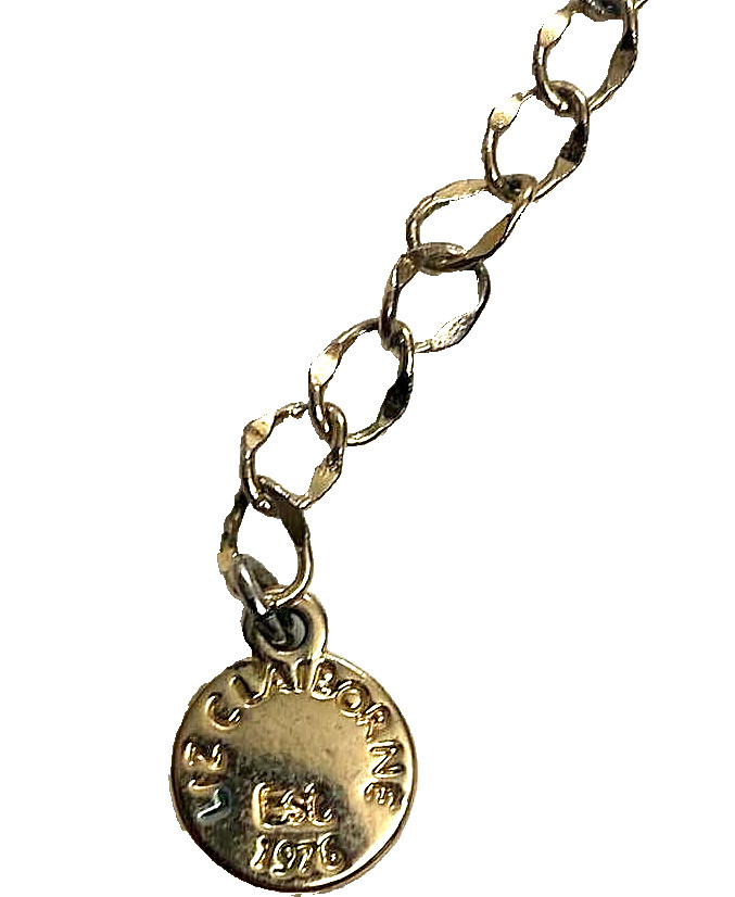 Vintage Liz Claiborne Gold Tone Beige Statement necklace. 19 1/2 inches long