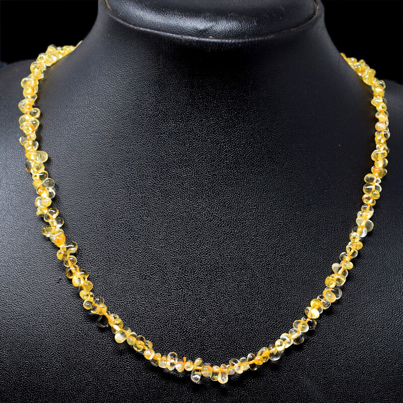 100.00 Cts Natural Untreated Yellow Citrine Beads Handmade Necklace NK 84E72