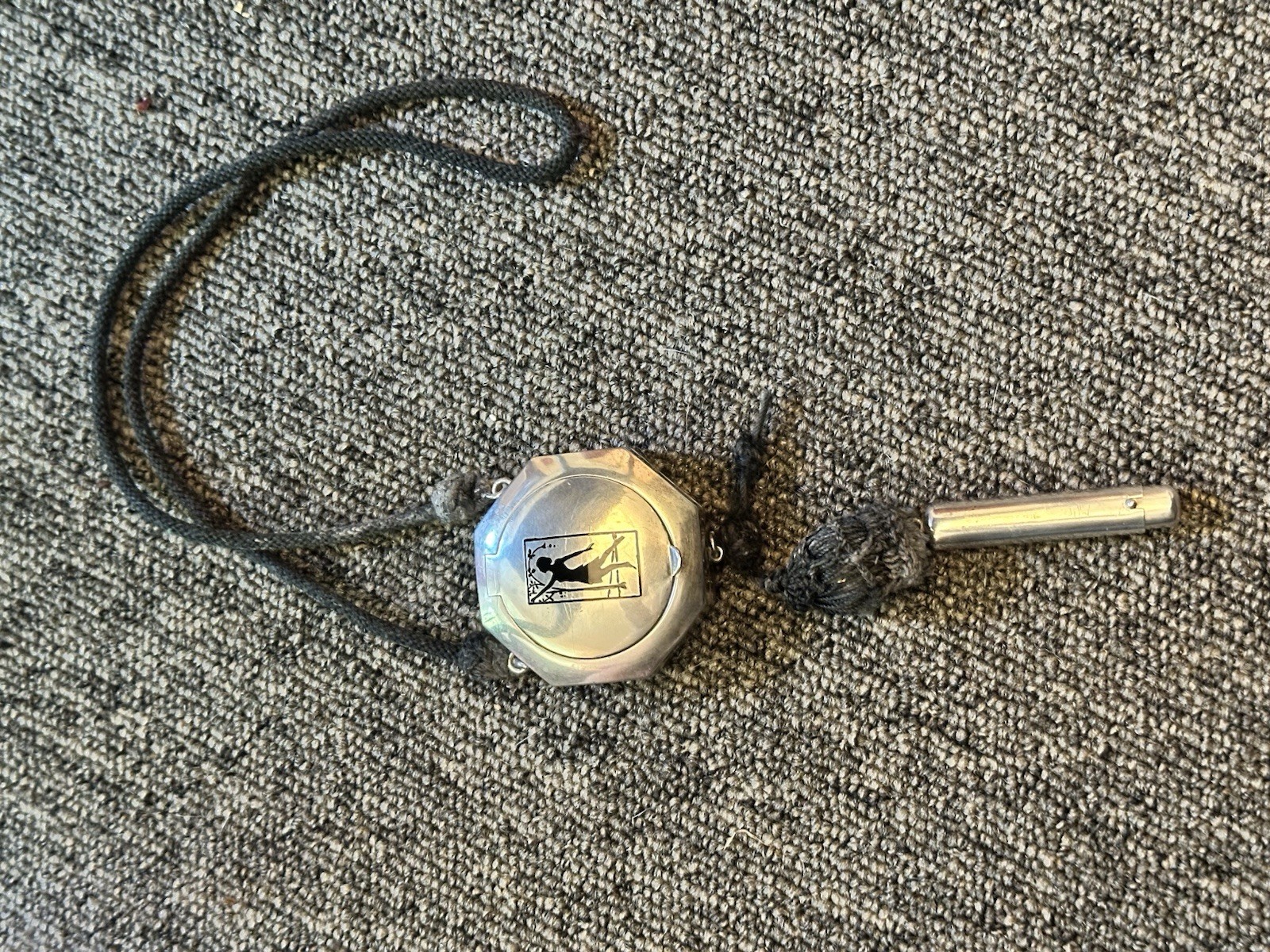 ART DECO NECKLACE WITH STERLING COMPACT/lipstick