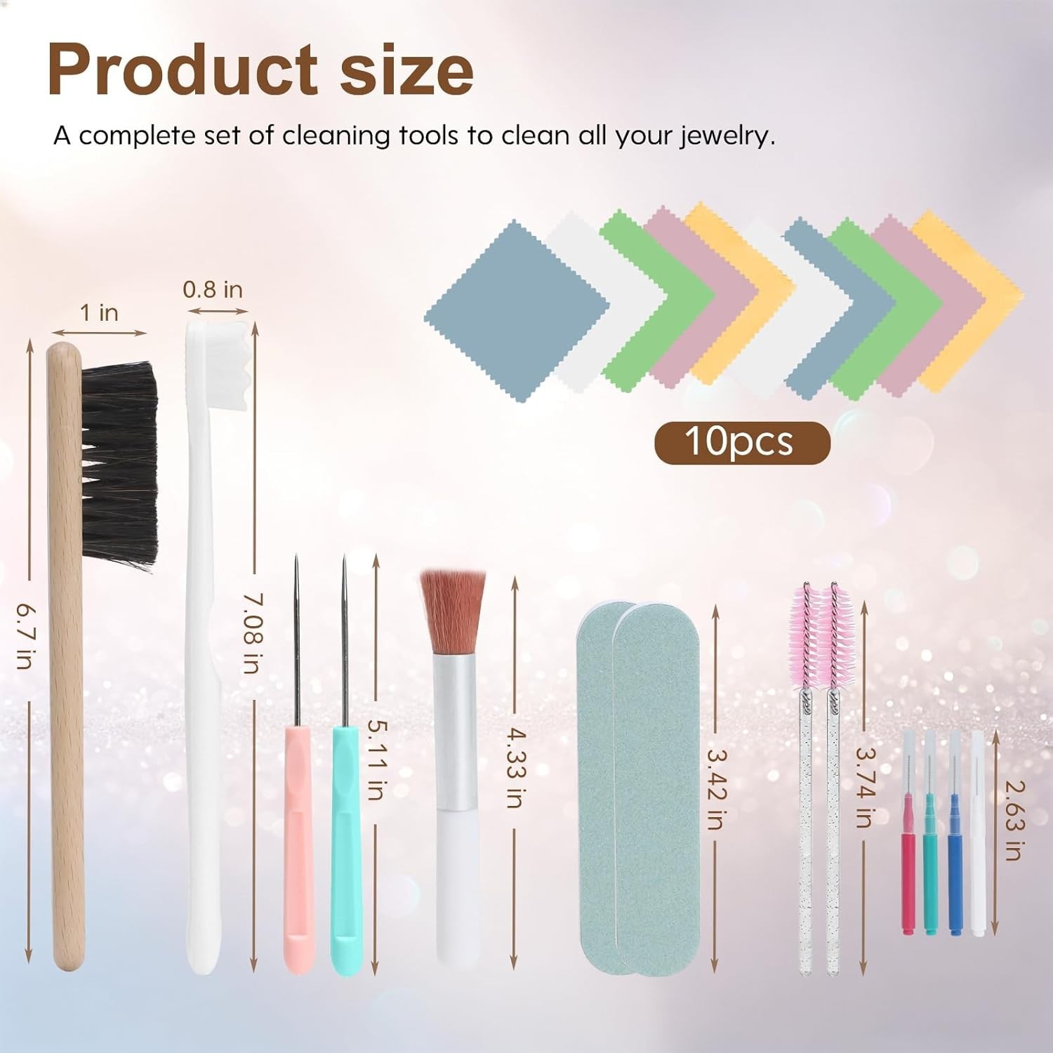 Jewelry Cleaning Kit 24 Pcs Brush Set for Gold Silver Diamond Watch Ring