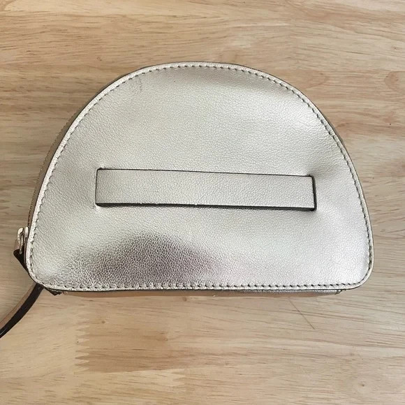 VINCE CAMUTO Jewelry Travel Case Zip Around Gold Metallic Genuine Leather NWT