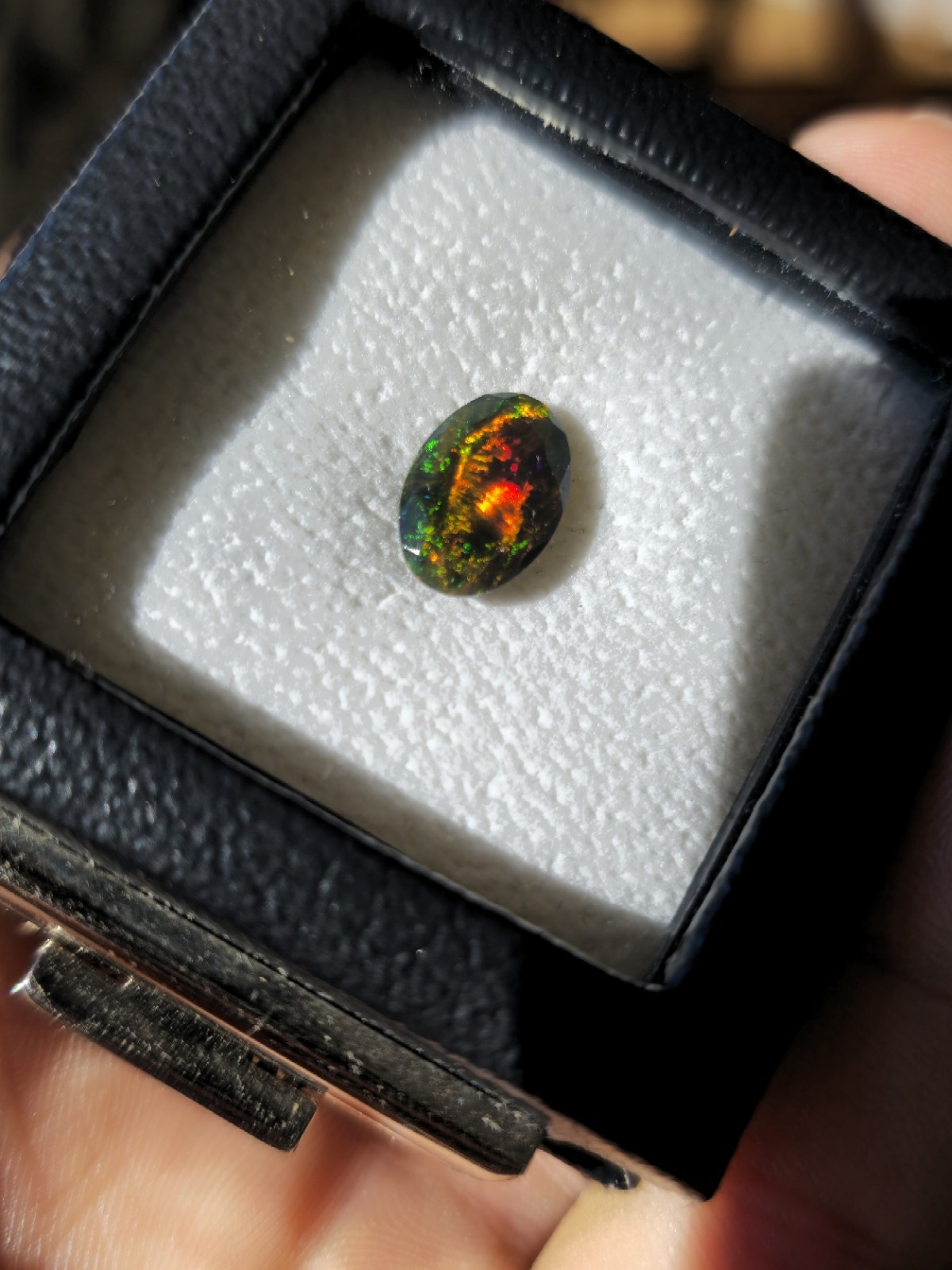 Solid Black Opal 1.80ct • Hand Faceted • Natural Colour Play Gemstone ✨️