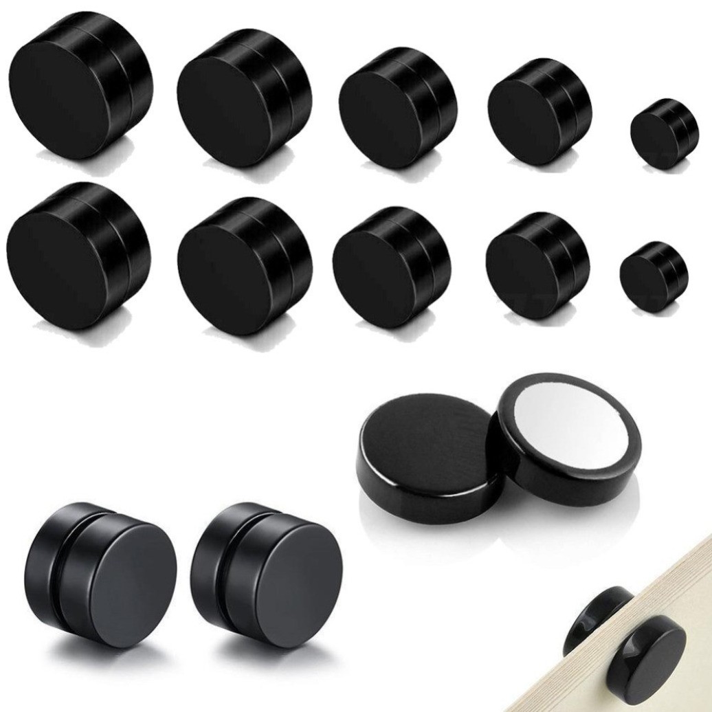 Men Women Magnetic Stainless Steel Stud Earrings Ear Plugs Non-Piercing Clip On