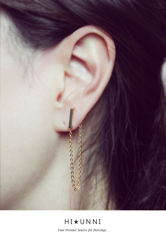 20g Chained earrings / long chain earrings / threader earrings / stainless steel