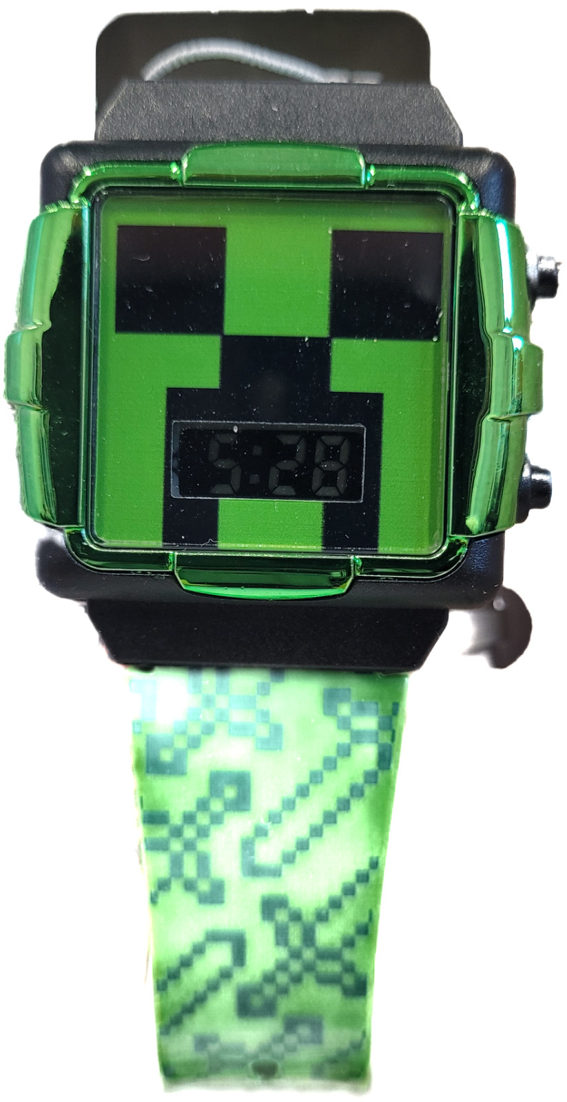 Watch – Minecraft Creeper Face Wristwatch Digital Flashing LCD Light NEW GREEN