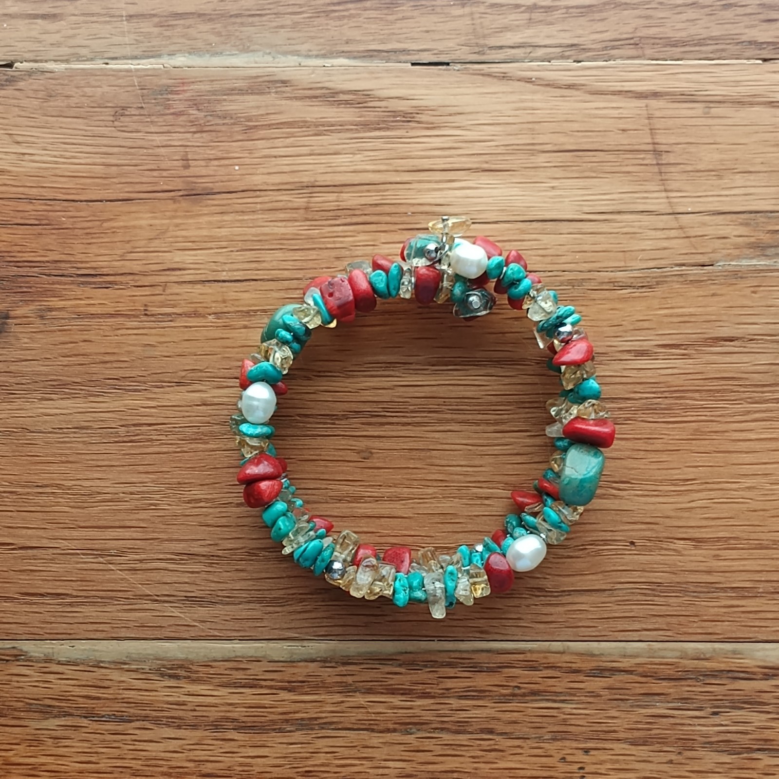 925 Silver Turquoise Coral Amber Pearls Necklace and Bracelet